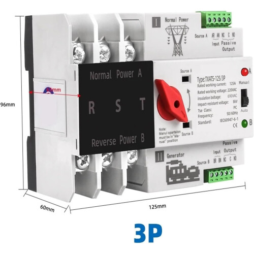 100A 4 Pole Automatic Transfer Switch Dual Power Generator Changeover  Temp Resistant 1