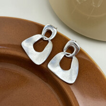 S925 Brushed Geometric Ear Cuff, Irregular Textured Earring for Women