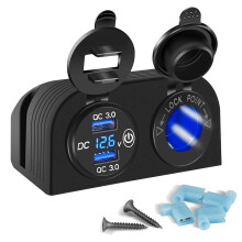 Tent Type Paneel Twee Gaten, Snel Opladen 3.0 Dual USB Autolader+12V/24V Socket voor Auto Motor Boot Marine ATV RV