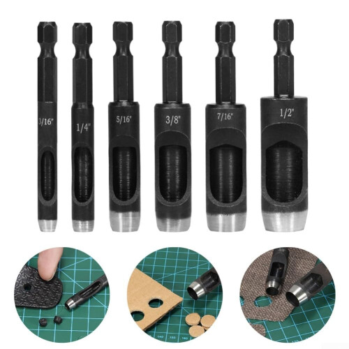 Professional Hollow Hole Punch For Leather And Plastic Materials, Model 2, DrillDriven, For Electric Drills 1