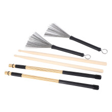 Set di pennelli per bacchette da batteria con impugnatura comoda, realizzati in legno massiccio e fili metallici