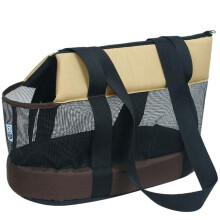 Small Pet Cats Dogs Carrier Ventilated Mesh Air Vents Shoulder Bag For Travel Brown L