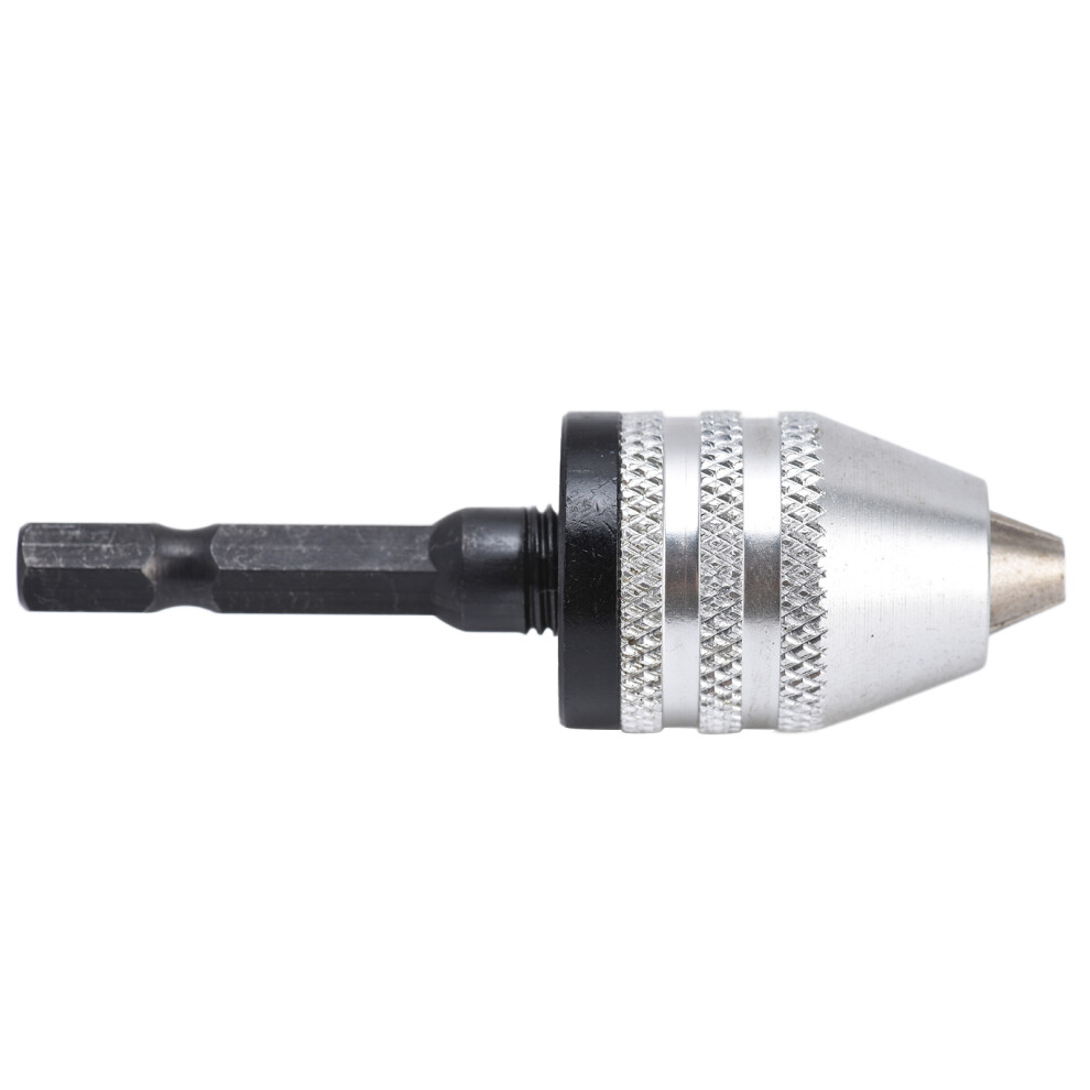 Keyless Drill Chuck Adapter 0.3-6.5Mm 1/4In Hex Silver 8331376500194
