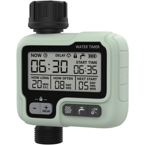 Water Hose Timer with Rain Delay and Child Lock, Programmable Garden Watering Timer for Outdoor Use 2