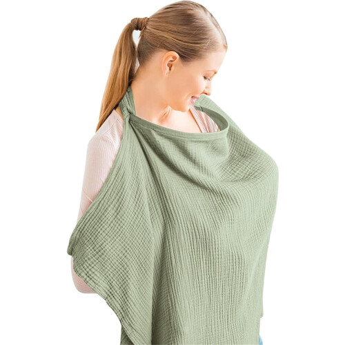 Nursing Cover Muslin Cotton Soft Breathable Adjustable Strap Full Coverage Privacy Screen One Size H Standard 1