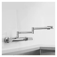 Sink Faucet, Telescopic Folding Kitchen Faucet Black Brass 360-Degree Rotating Wall Mounted Hidden Mixer Tap for Kitchen and Bathroom
