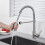 Kitchen Faucet With PullDown Sprayer, SingleHole, 360 Rotation, Arc, Commercial Spring, Black Finish 2
