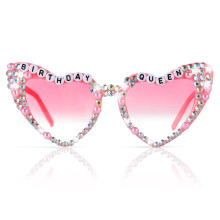 Birthday Glasses Pink Heart Shaped Party Sunglasses For Women And Girls Plastic Frame One Size Photo Prop Sparkling Pink