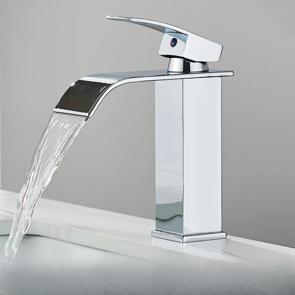Brass Bathroom Faucet, Singlehandle Waterfall Deck Mounted Sink Faucet, Wash Basin, Modern Chrome Finish 9382693433459