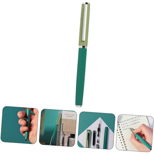 Fountain Pen For Students, Fine Tip, Refillable Ink Pen With Grip, Calligraphy Practice, Green 2