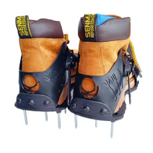 Lawn Aerator Shoes with Spikes for Grass Health, Garden Lawn Care, PU Leather, Black One Pair