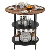 80cm Round Dining Table with Storage Kitchen Table