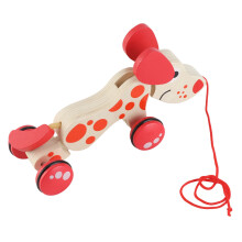 Giocattolo in legno carino con cane da trainare per bambini piccoli - Sviluppa le capacità motorie e l'equilibrio