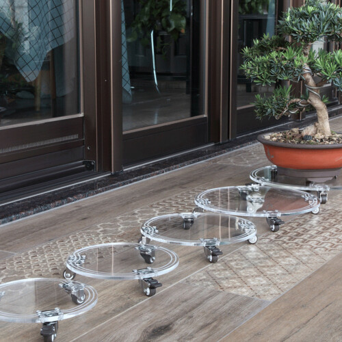 Round Acrylic Tray, 30cm Transparent Multipurpose Flower Pot Support 2