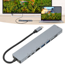 8-in-1 USB C Dock Aluminum Alloy 152x32x14mm with 4K HDMI, Gigabit Ethernet, USB & Card Reader