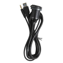 Water Resistant Dash Mount Usb 3.0 & Aux Extension Led Light Indicator Fast Sync Charging Port Universal Fit For Vehicles Including Cars Trucks Bikes