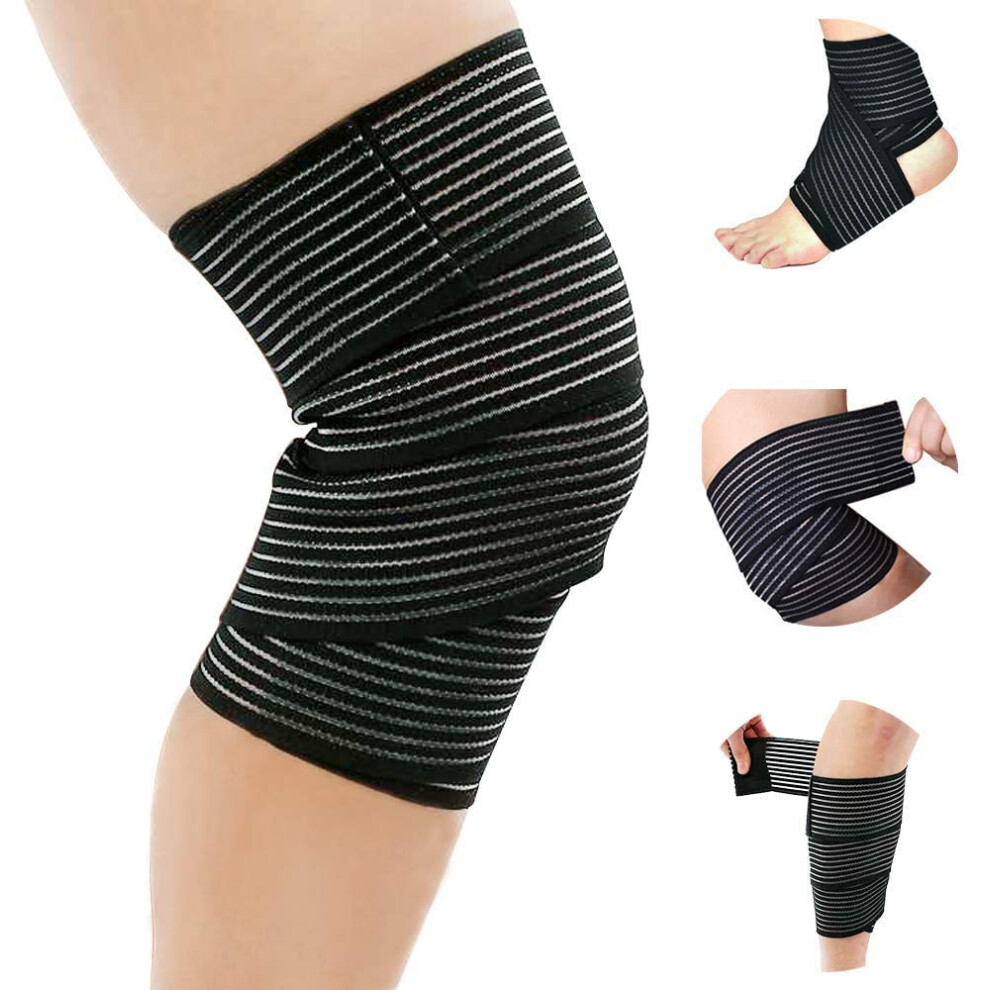 Extra Long Elastic Knee Brace with Adjustable Compression Straps for Running, Basketball, Tennis