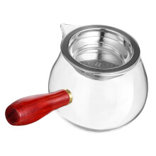 Glass Tea Infuser Pitcher with Elegant Wooden Handle and Easy‑Pour Spout for Home or Office