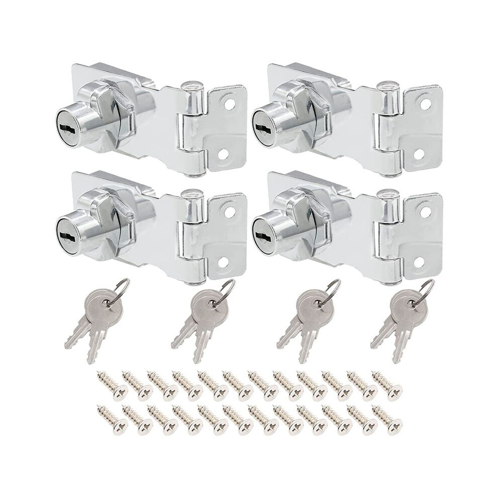 4 Pcs Keyed Hasp Locks 2.5 Inch Twist Knob Keyed Locking Hasp, Metal Safety Hasp Latches Keyed Different 6032856795063