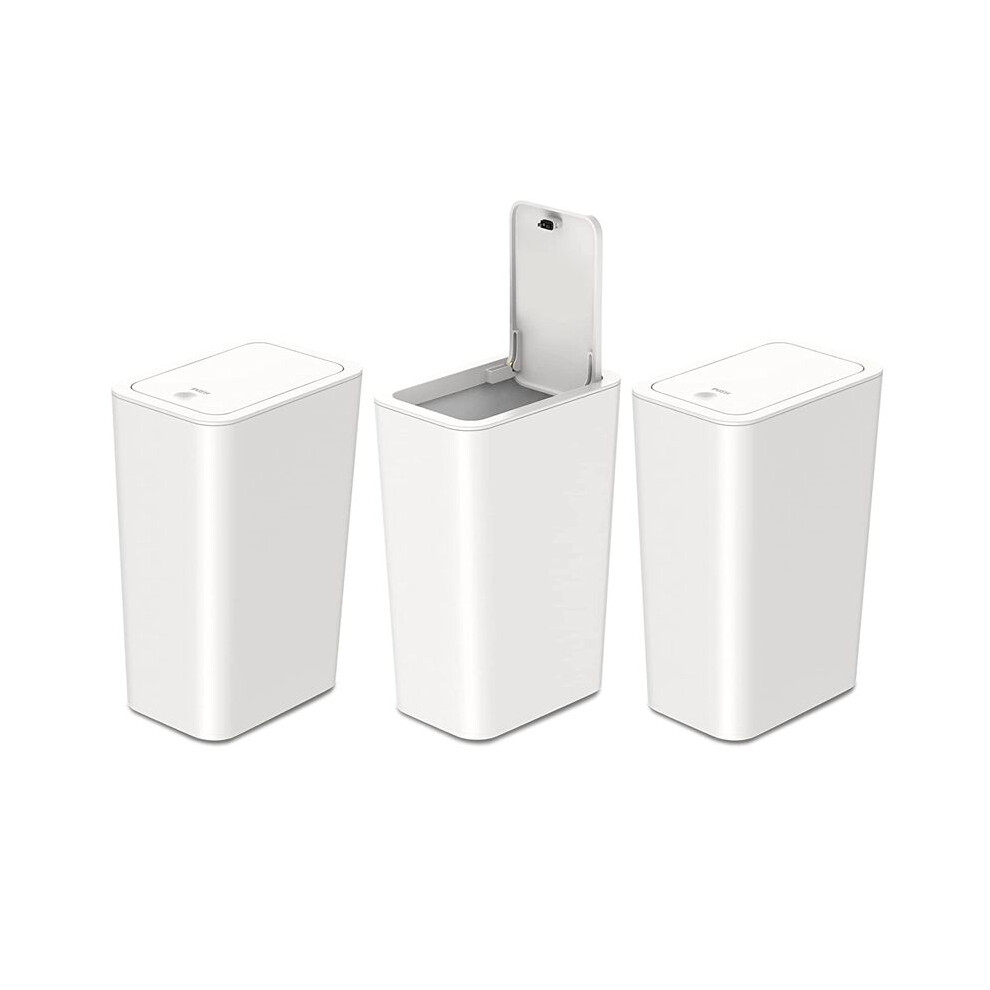 3 Pack 2.6 Gallon / 10 Liter Small Trash Can With Lid, Garbage Can With Lid, Waste Basket For Bathroom, Kitchen, Bedroom White
