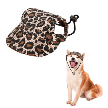 Dog Baseball Cap Adjustable Ear Openings Outdoor Sun Hat Leopard Print Size S Canvas Visor For Small And Medium Dogs