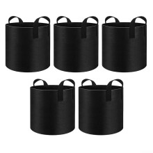 5 Pack 7 Gallon Fabric Grow Bags for Root Aeration and Drainage, BPA Garden Pots