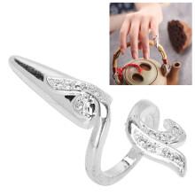 Damentropfen-Glitzer-Nagelcover-Ring Silber 3x1,3cm Nagelkunst-Accessoire