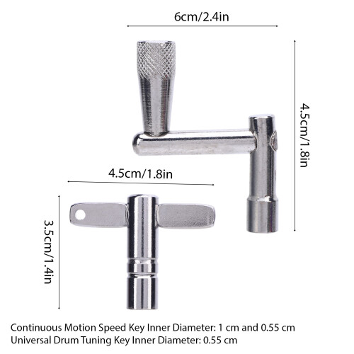 3-Pack Universal Drum Keys, Iron, Silver, Multi-Size Tuning Tools 1