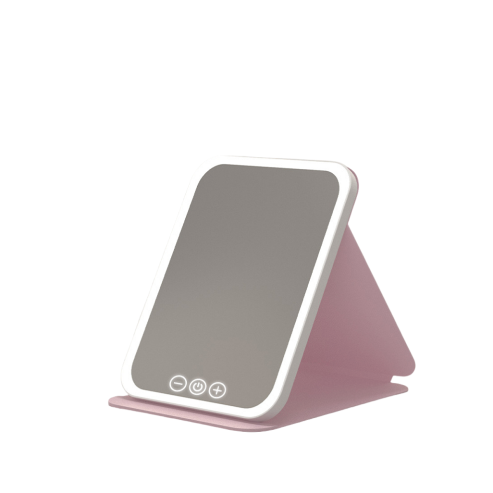 Light Portable Folding Makeup Mirror With 3 Color Ing Adjustable Brightness, Foldable Design Angle Adjustable, Rechargeable Led Touch Screen