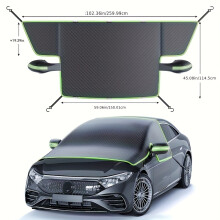 (Black Green) Geeignet für alle Fahrzeuge – robuste Windschutzscheiben-Schneeabdeckung aus Oxford-Stoff, dicke, frostbeständige