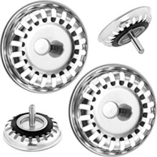 2 Pack Kitchen Sink Strainer Plug, Durable Stainless Steel Sink Stopper Basket, Rust Resistant Dual Function Design, Easy Clean, Fits 79.3mm Drain