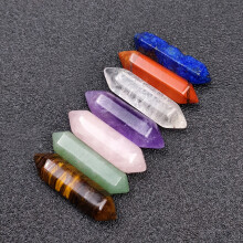 Sechseckiges Chakra-Kristall-Set 14 Stück Amethyst und rosa Steine für Meditation und Geschenk