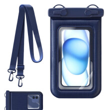Waterproof Phone Pouch IPX8, Touch Screen Dry Bag For Swimming And Snorkeling, Keeps Phone Dry, Clear Navy Blue