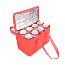 Insulated Food Delivery Bag with Thermal Lining, Large Capacity Tote for Takeaway and Restaurant, Red 21x14x17cm