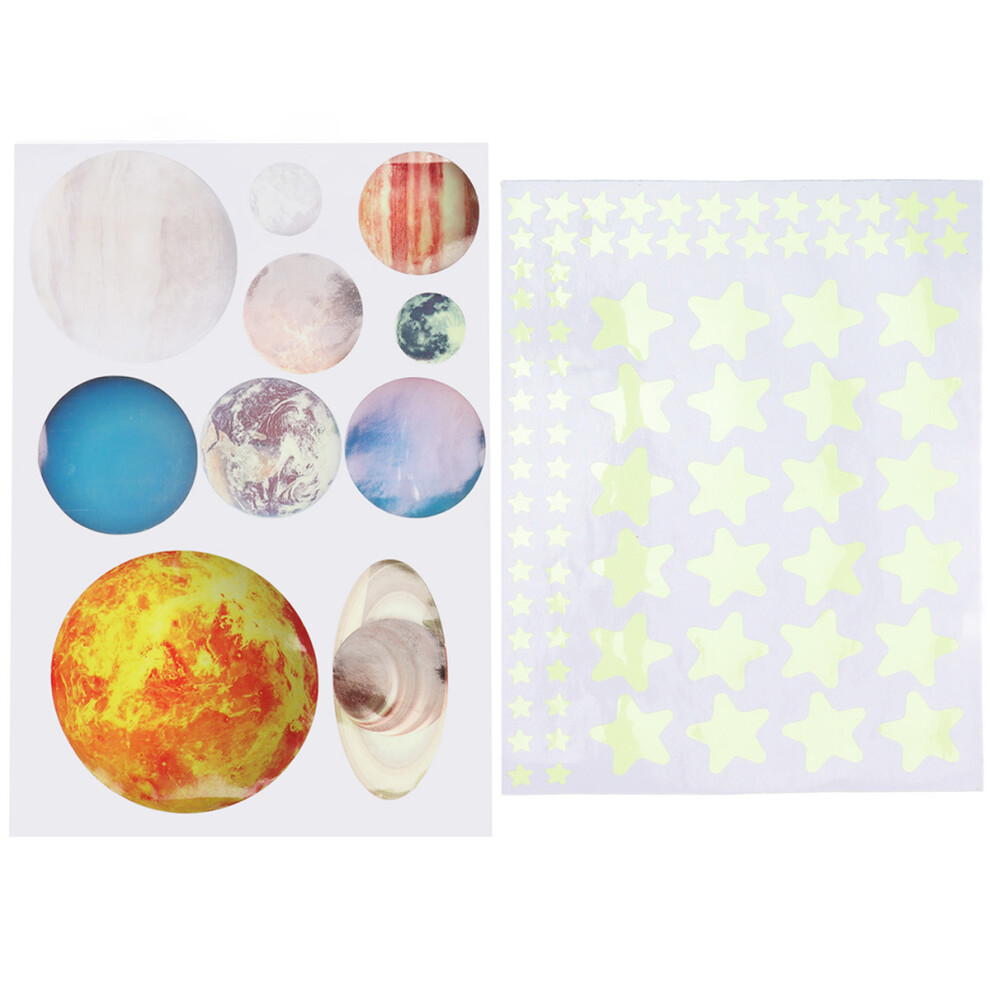 Glow In The Wall Stickers, Luminous Star And Planet Set Educational Tool For Kids Bedroom Ceiling Decoration, Glow Stars And Planets Adhesive Dark