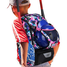 Baseball Bag Youth Backpack Waterproof, Softball Bag With Bat Holder, Helmet, Gloves And Shoes Compartments