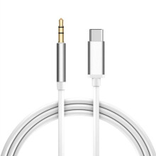 Aux-kabel til USB C, USB type C til 3,5 mm lydkontaktkabel med gullbelagte kontakter og flokefri nylonflette for mobile enheter, nettbrett, bærbare