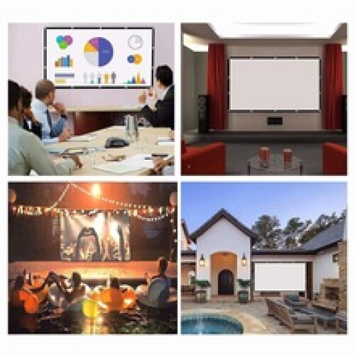 HD Projector Screen for Mobile Presentations, 180 Degree Viewing Angle Foldable Screen with Portable Wrinkle Design, 16:9 Soft White Polyester 2