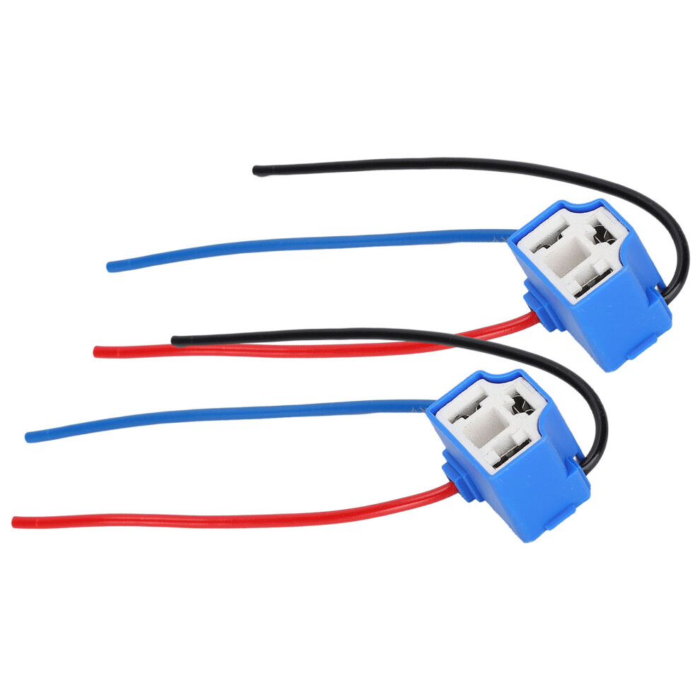 2Pcs H4 Ceramic Socket With 1Mm Copper Wire For 12-24V Bulb Retrofit 9381376533998