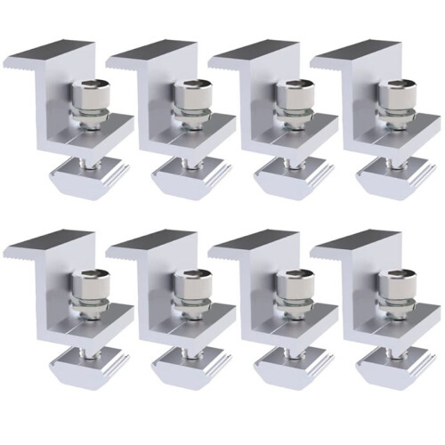 Pack of 8 Solar Module Brackets, Solar Panel Holder, End Clamp, Adjustable, Fixing Solar Module Holder (35 mm)