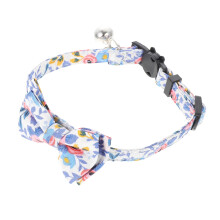 Pet Bow Tie Collar Adjustable Blue White Floral for Cats and Dogs Christmas Party Accessory