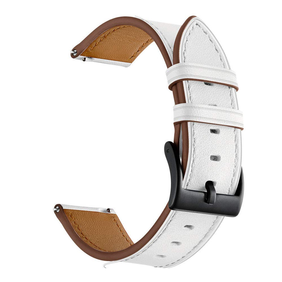 Replaceable Straps For Garmin Vivoactive 3, Vivomove Hr, 20Mm Genuine Leather Watch Band In Compatible With Forerunner 645 White 9347817669770