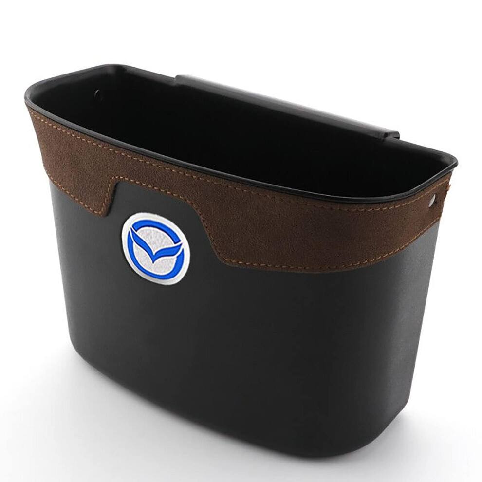 Leather Car Trash Can For Mazda 3 6 Cx4 Cx5 Cx7, Leakproof Mini Garbage Bin, Brown 9347817669954