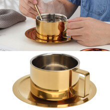 Edelstahlschüssel-Set für Kaffee mit Untertasse, 5,5 x 10,5 cm, 13,7 cm