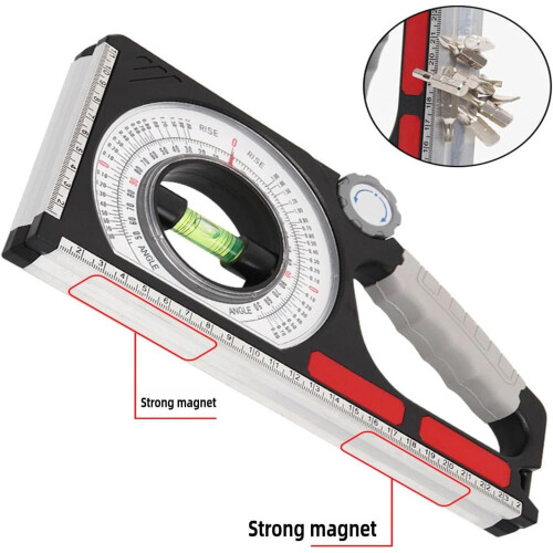 Emboadlie Portable Mechanical Inclinometer Magnetic Angle Meter Protractor Universal Slope Ruler Construction Black 1