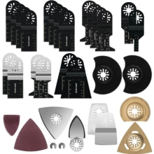 Oscillating Saw Blades Kit, Wood Metal Cutting Multitool Bi-Metal Blades with Sanding Tool and Universal Compatible System, Precision Cutting Scale