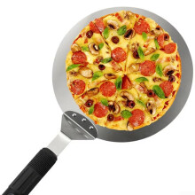Stainless Steel Pizza Peel with Ergonomic Handle, 12 Inch Round Shovel for Oven and Grill Baking