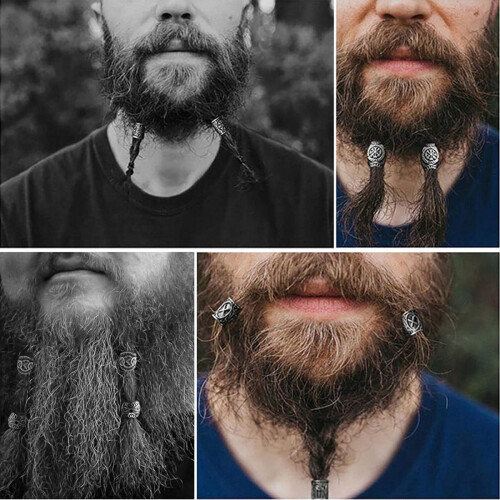 Κοσμήματα μαλλιών Viking, χάντρες από σκανδιναβικές ρούνες, σωληνωτές χάντρες, κιτ 2