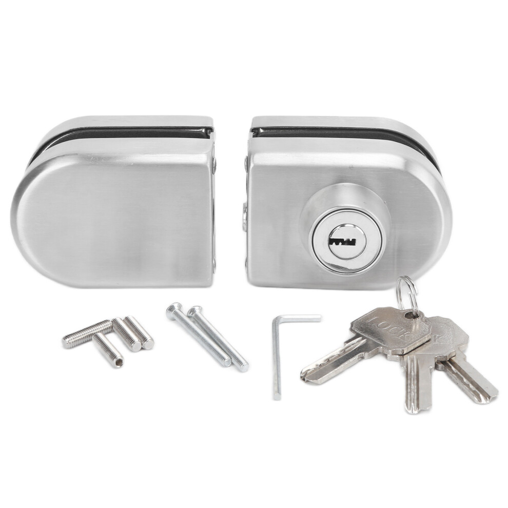 Stainless Steel Glass Door Lock No Drill Anti Theft Security Lock With Keys Open Close For 10Mm 12Mm Frameless Double Swing Hinged Sliding Tempered 9448196682579