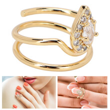 3054 Goldene Strass-Nagelring für Damen und Mädchen, sicher & schön